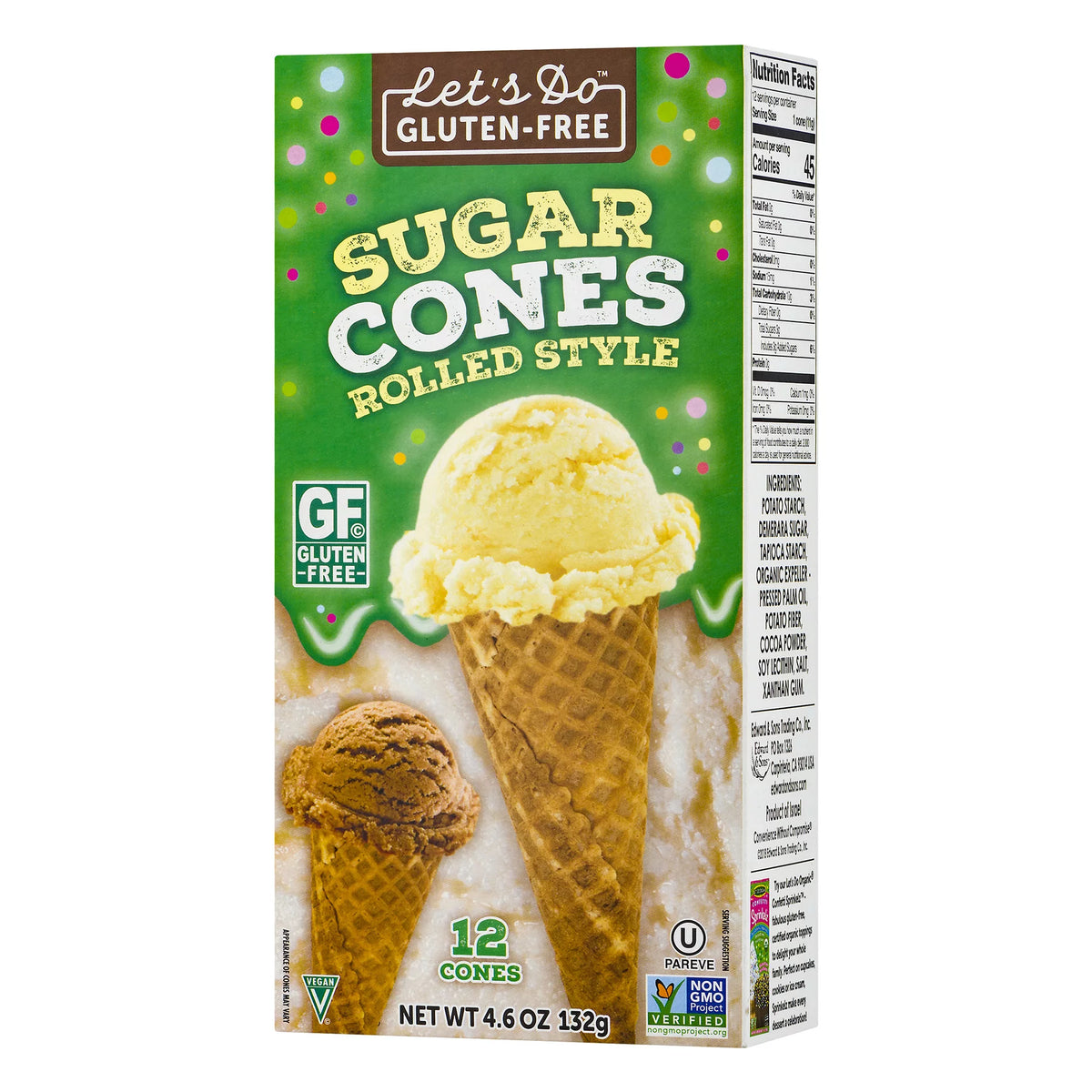 Gluten Free Sugar Cones, 4.6 Oz, 12 Ct V3734