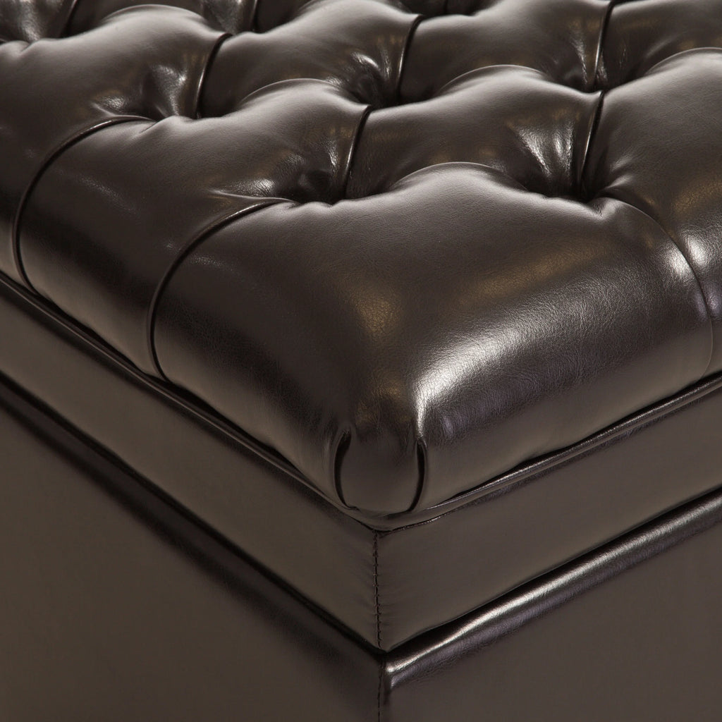 Espresso Bonded Leather Storage Ottoman E286442