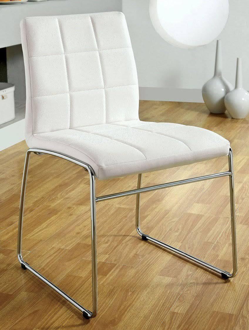 White Leatherette Side Chair Set of 2 U6253