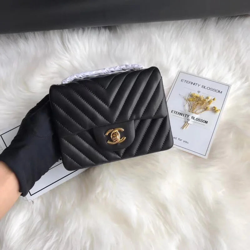 Lambskin Chevron Flap Bag A9918