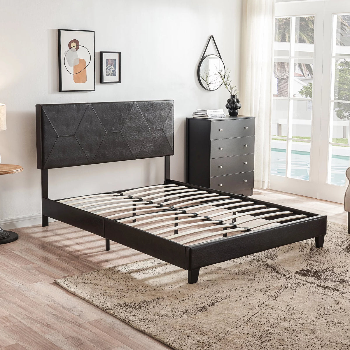 Queen Size Upholstered Platform Bed Frame P518970