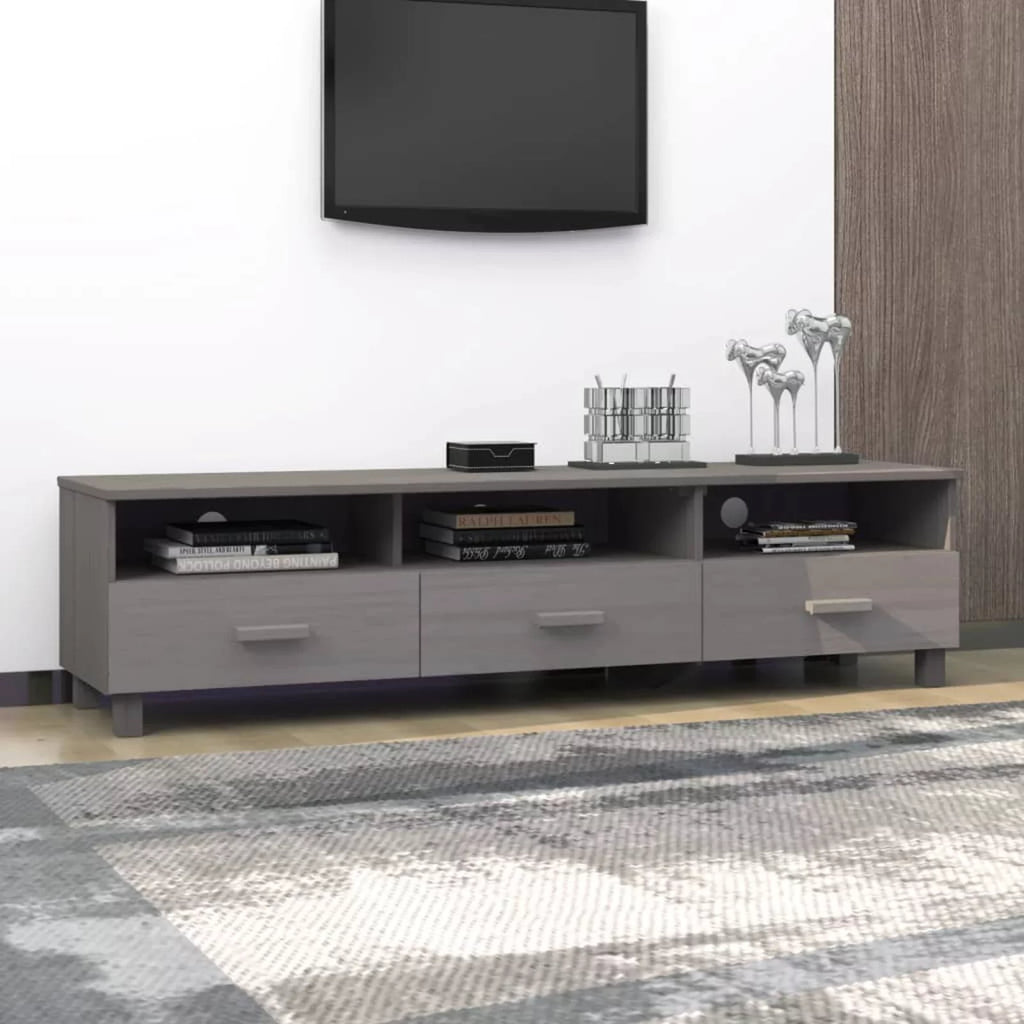 Light Gray Solid Wood Pine TV Stand J724