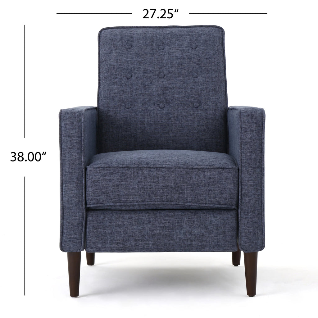 Dark Blue Fabric Button Tufted Recliner T97739