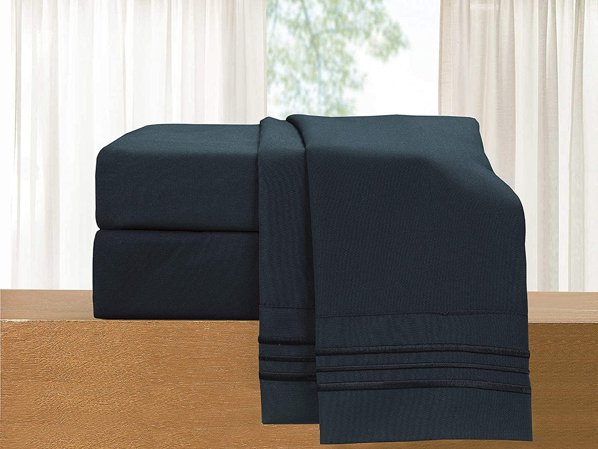 Black 4 Piece King Bed Sheets U580570