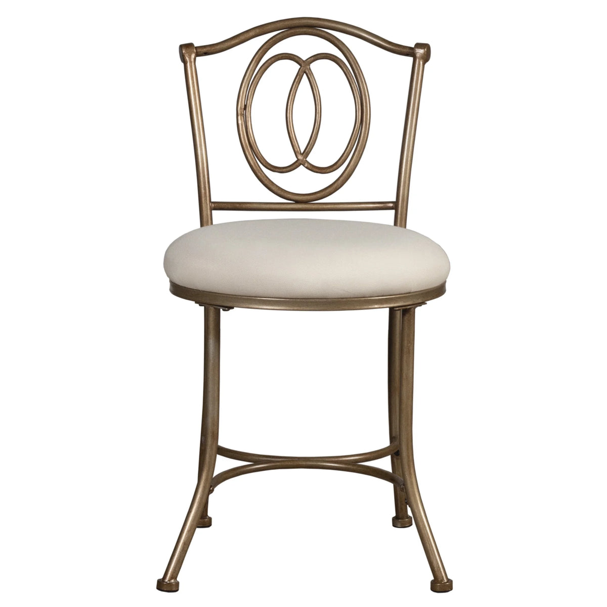 Golden Bronze Upholstered Metal Vanity Stool O627