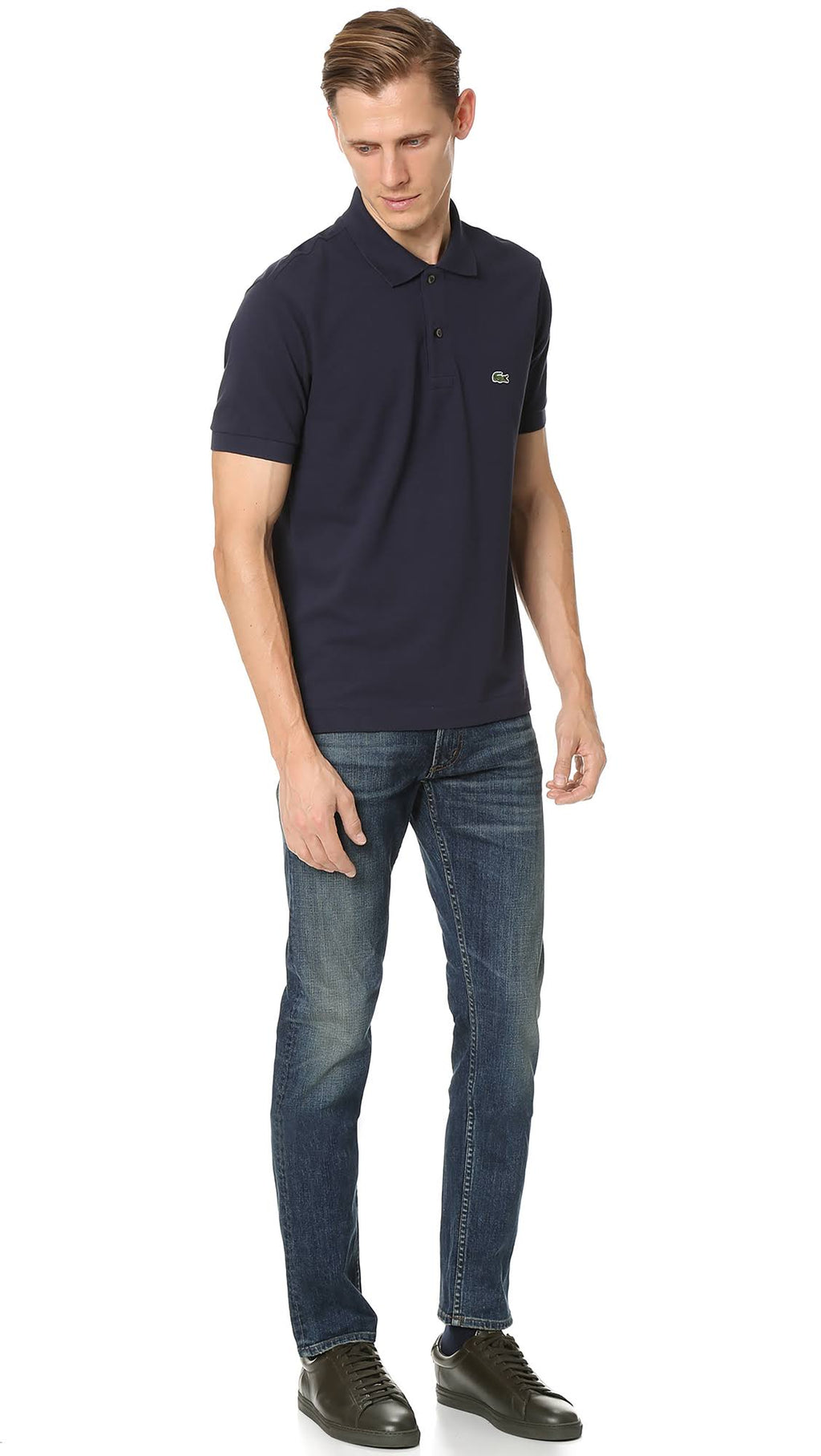 Short Sleeve Classic Pique Polo Navy Blue W47482