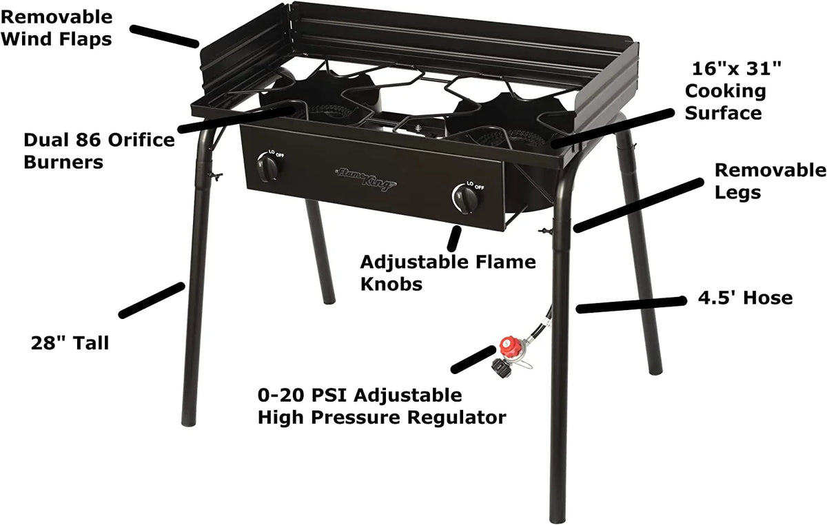 200,000 BTU LP Gas 2 Burner Cooktop Stove with Regulator Hose M87605