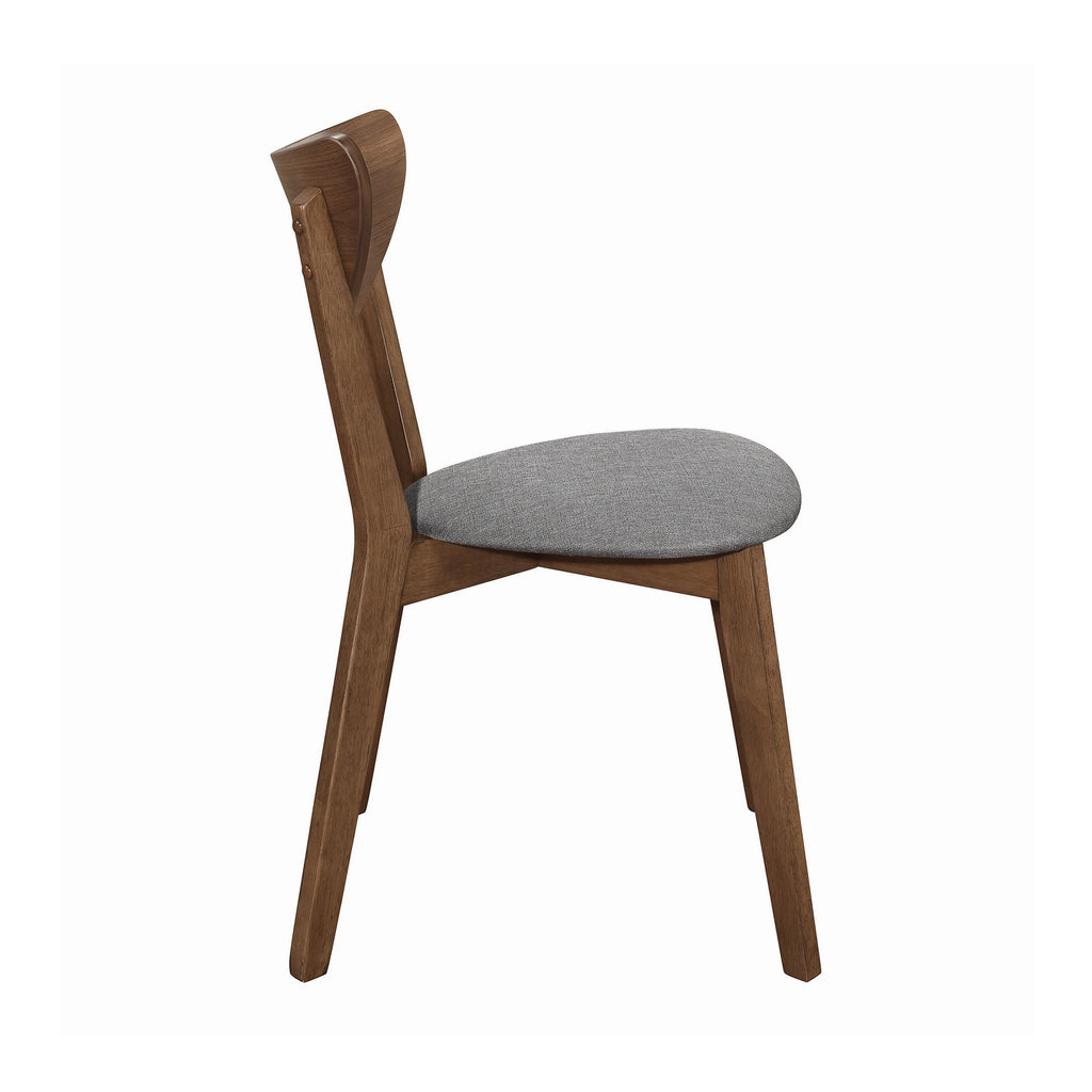 Upholstered Dining Chairs Grey and Natural Walnut (Set of 2) V6675