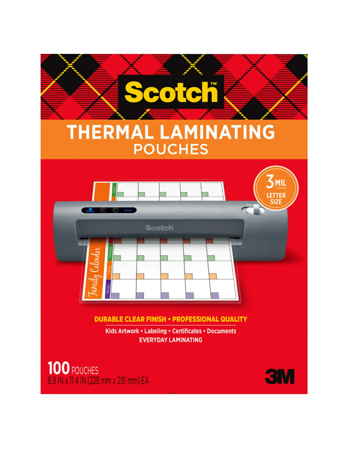 Thermal Laminating Pouches, 100 Count, 8.5 x 11, 3 mil Thick R5985