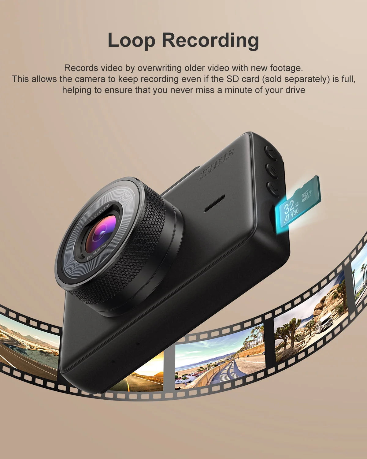1080P Dash Cam with Night Vision, 3 Inch LCD, 170° Wide Angle X463569