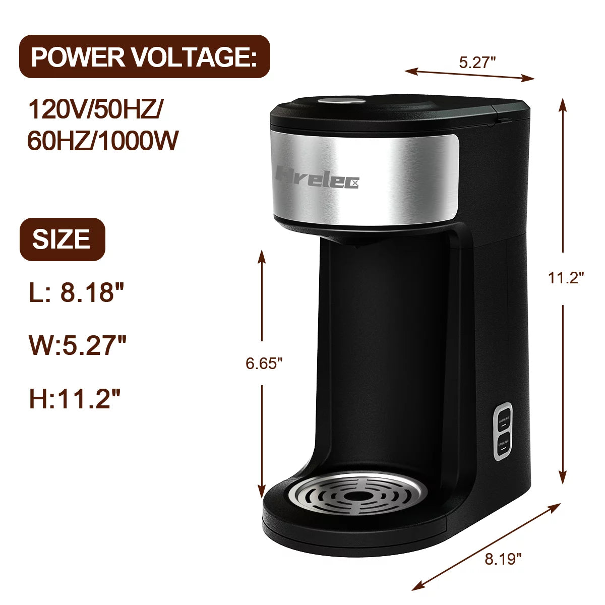 Mini Coffee Machine with Self-Cleaning Function and 8-14 oz Brew Size K7670
