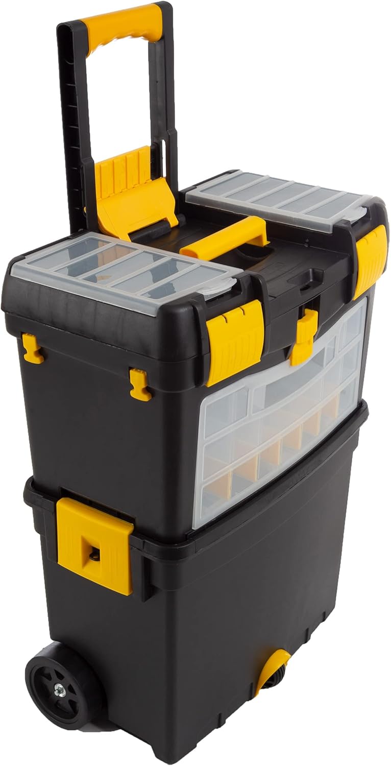 Rolling Tool Box with Wheels, Foldable Handle, and Removable Top E21511