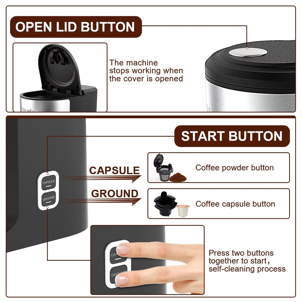 Mini Coffee Machine with Self-Cleaning Function and 8-14 oz Brew Size K7670