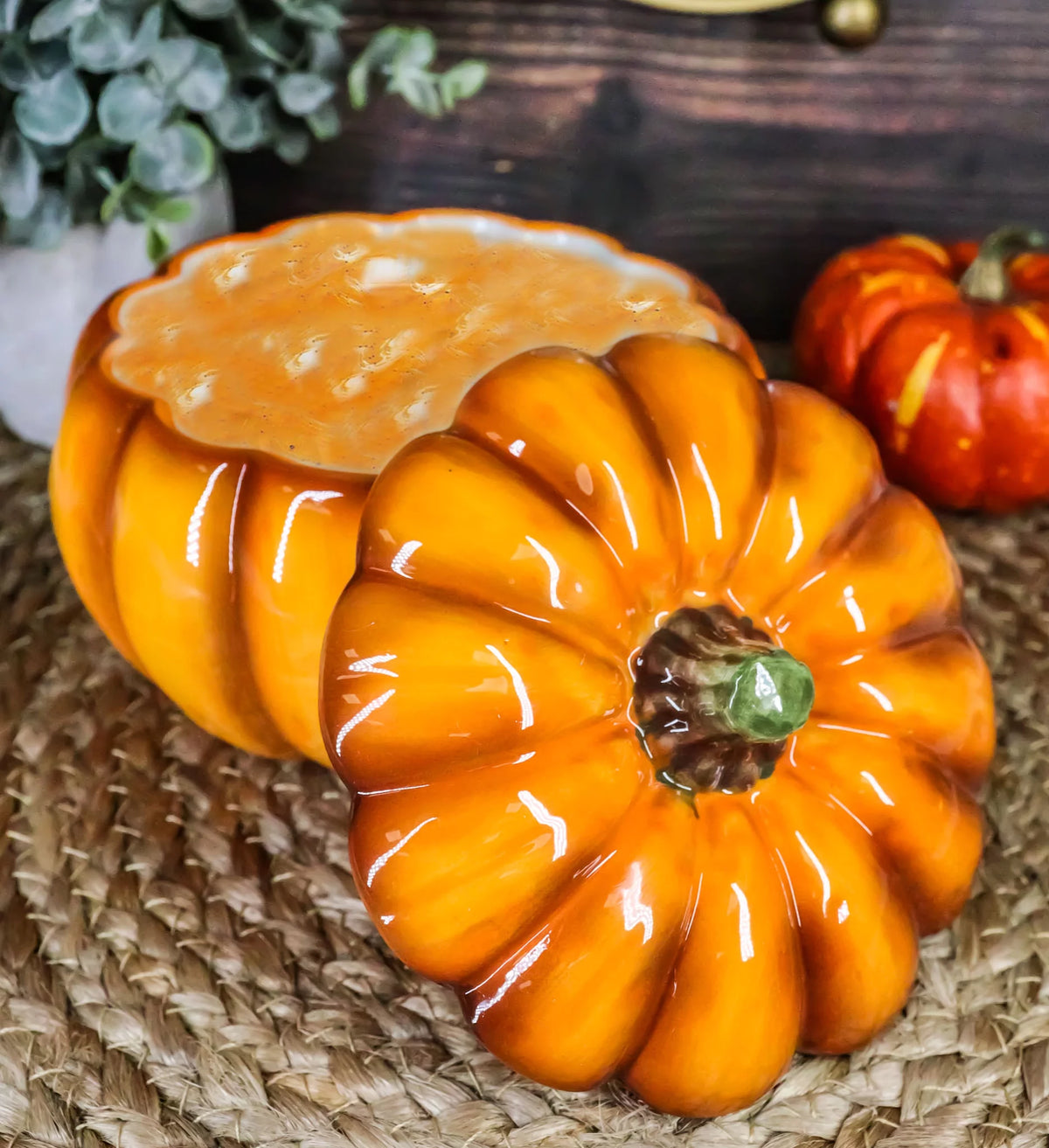 Orange Ceramic Pumpkin Soup Or Dessert Bowl Set of 6 J386816