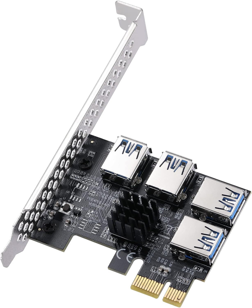 Red 6 PCS PCI-E 1X to 16X Riser Card with 6PIN SATA Power Cable C37774