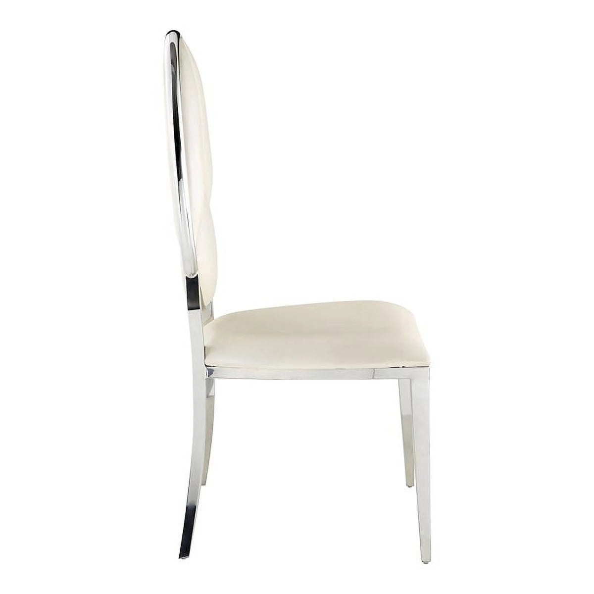 Beige Faux Leather Side Chair Set of 2 W200