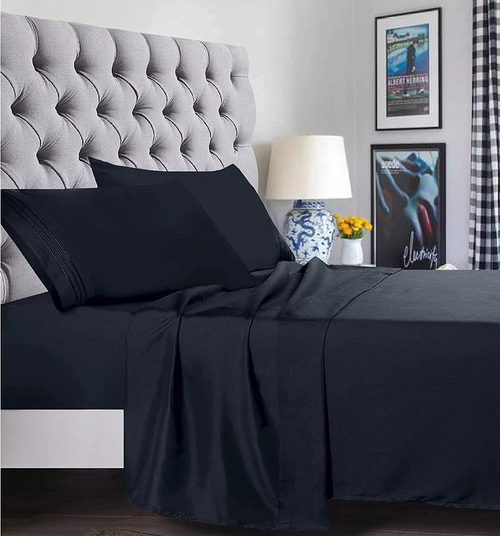 Black 4 Piece King Bed Sheets U580570