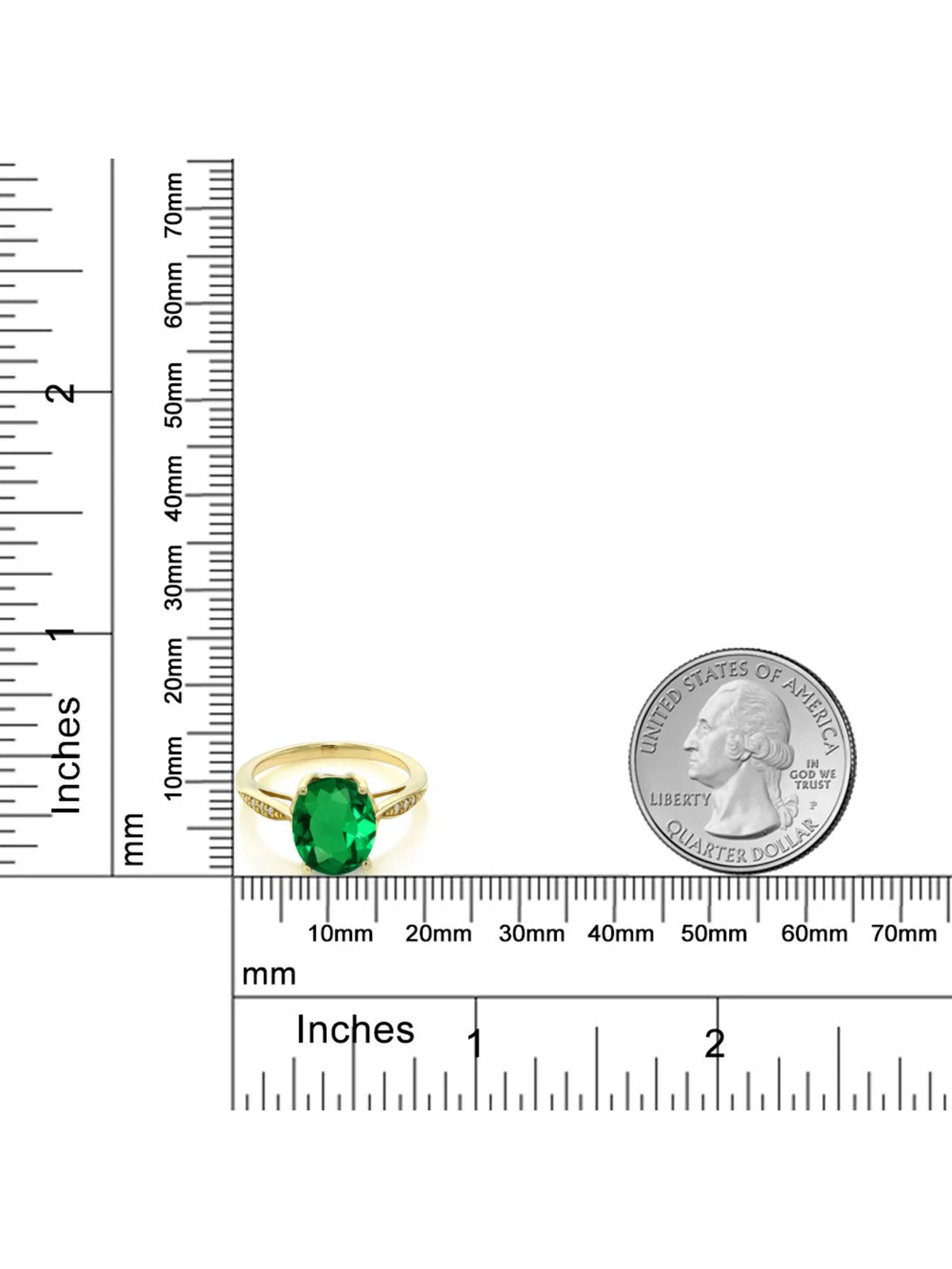 14K Yellow Gold Green Simulated Emerald and Diamond Engagement Ring I3612