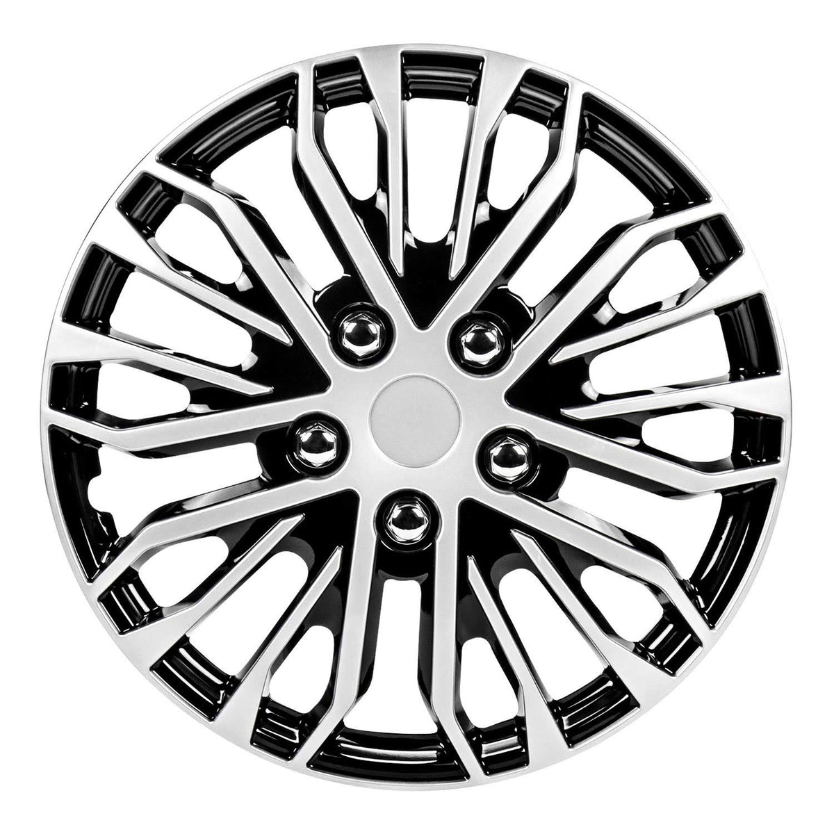 17 inch Black and Silver Universal Hubcap Wheel Covers Set of 4 S349
