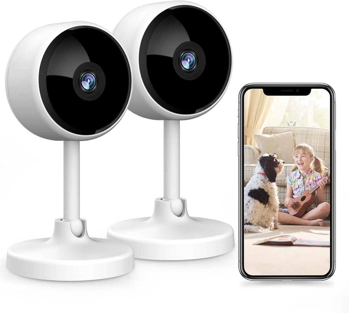 2 Pack 1080P Indoor Security Camera with Night Vision and 2-Way Audio U122818