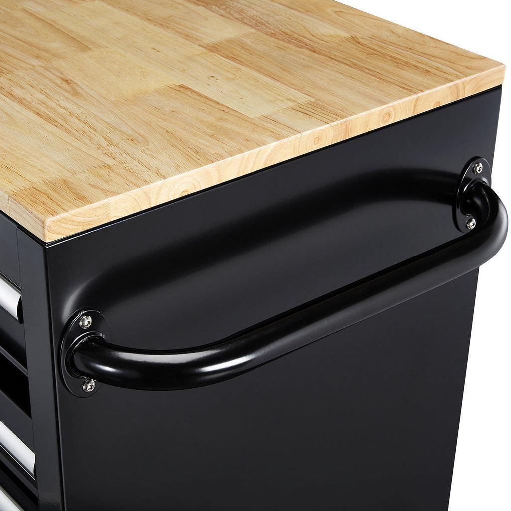 Black 9-Drawer Mobile Storage Cabinet with Solid Wood Top G403669