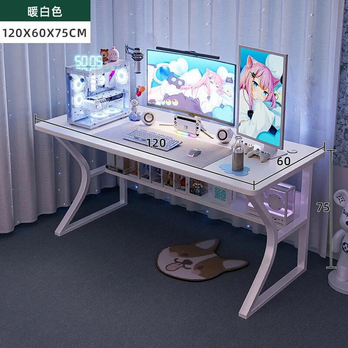 White Computer Desk and Chair Set I50811