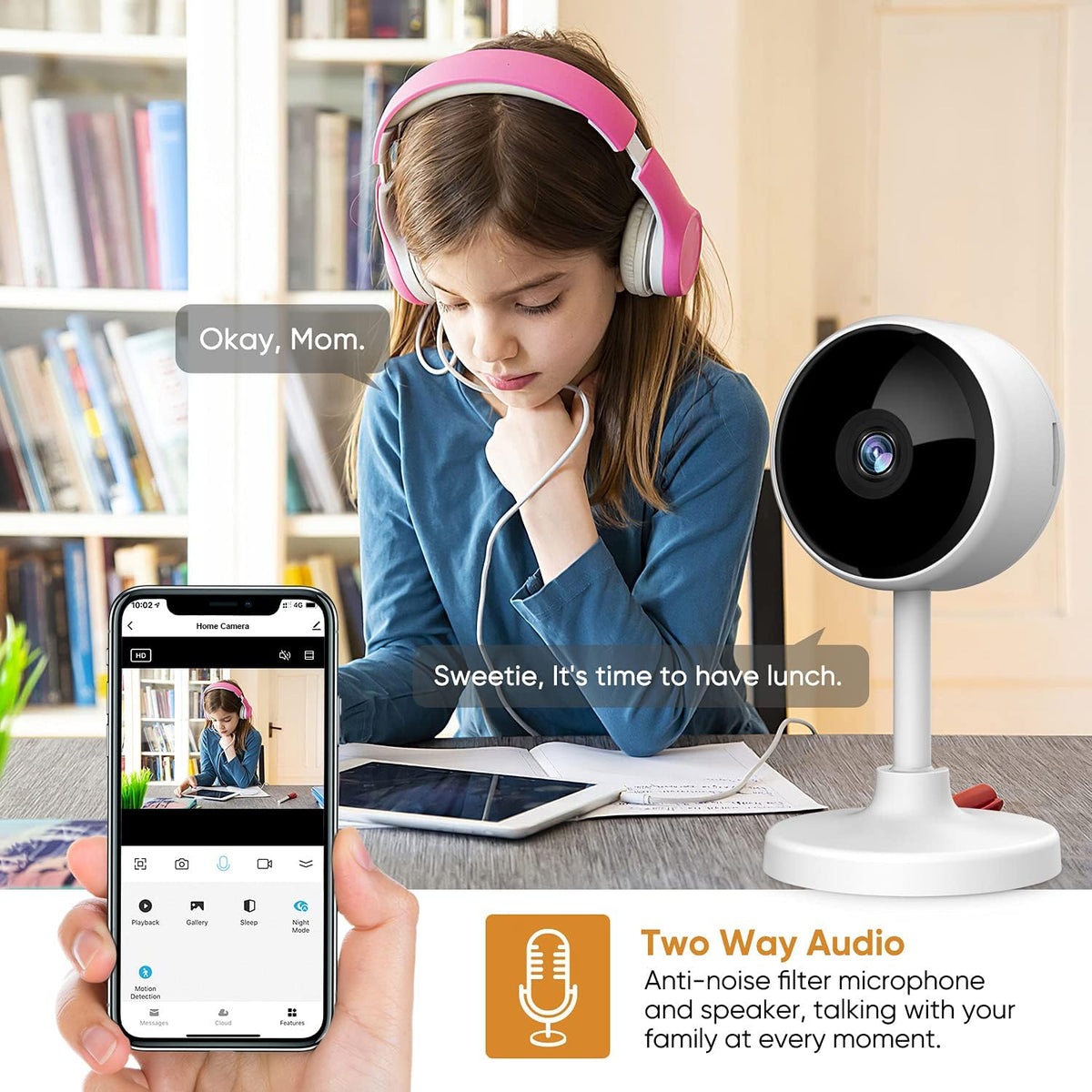 2 Pack 1080P Indoor Security Camera with Night Vision and 2-Way Audio U122818