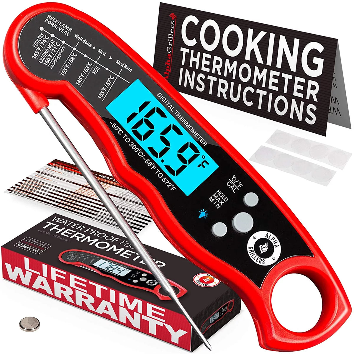 Instant Read Meat Thermometer with Backlight & Calibration Z160