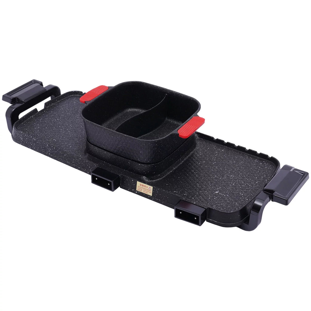 2200W 2 in 1 Electric Smokeless Grill and Hot Pot H615526