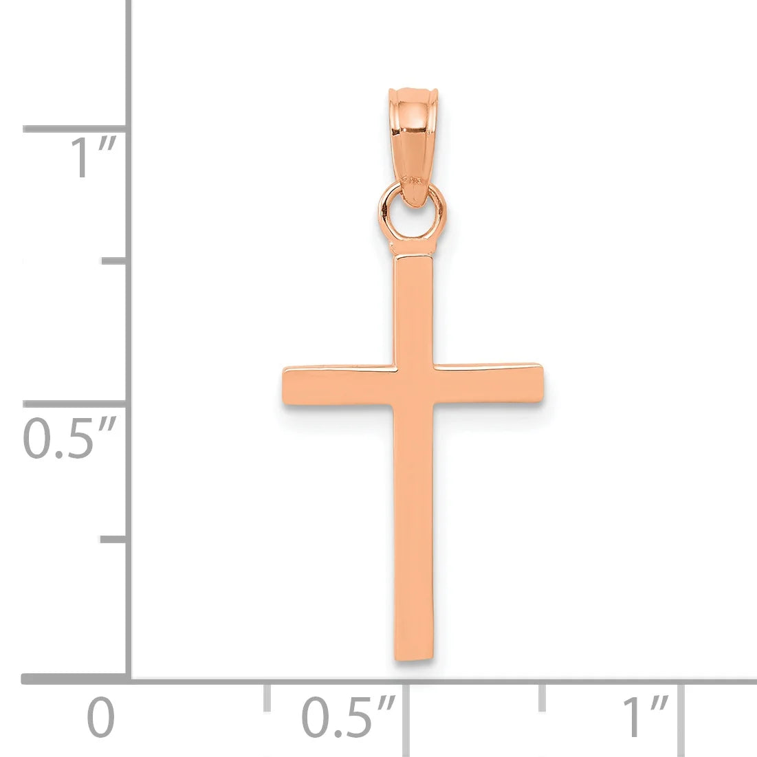 14K Rose Gold Polished Cross Pendant With 14K Yellow Gold Rope Chain 16" A9877
