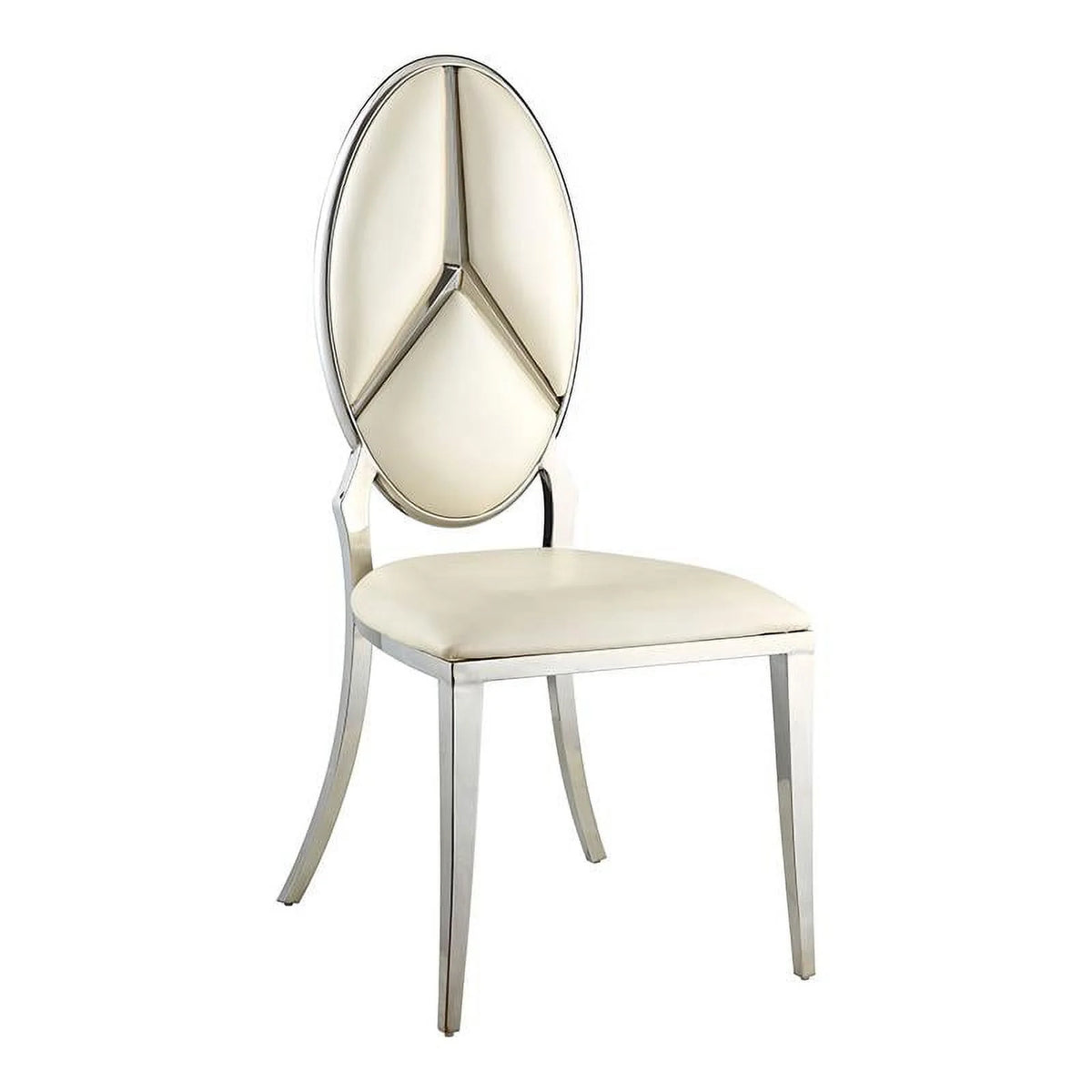 Beige Faux Leather Side Chair Set of 2 W200