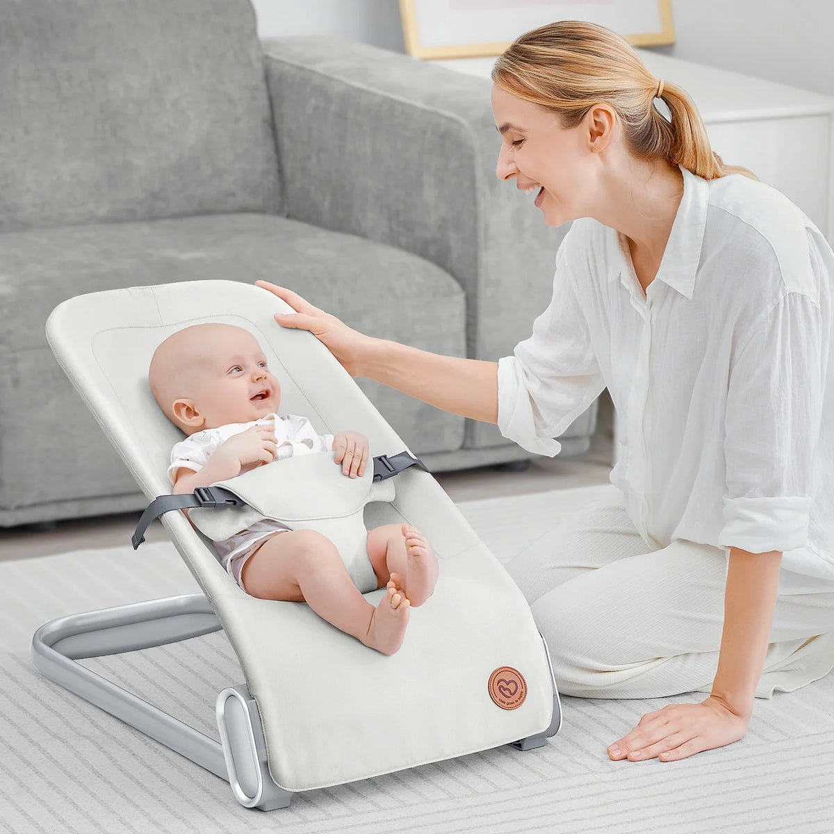 Beige Portable Baby Bouncer Seat S844