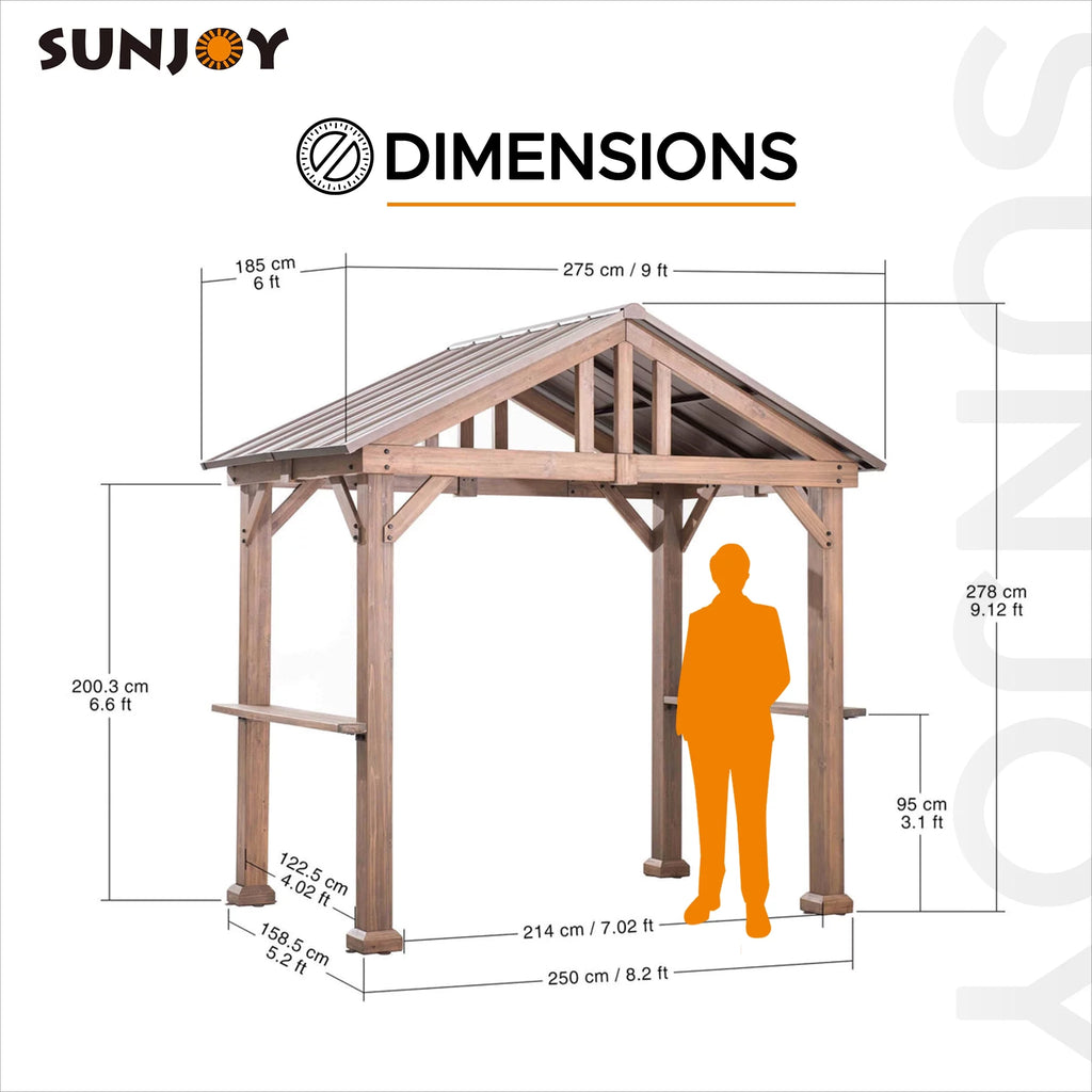 9 ft. x 6 ft. Cedar Wood Hardtop Grill Gazebo D983589