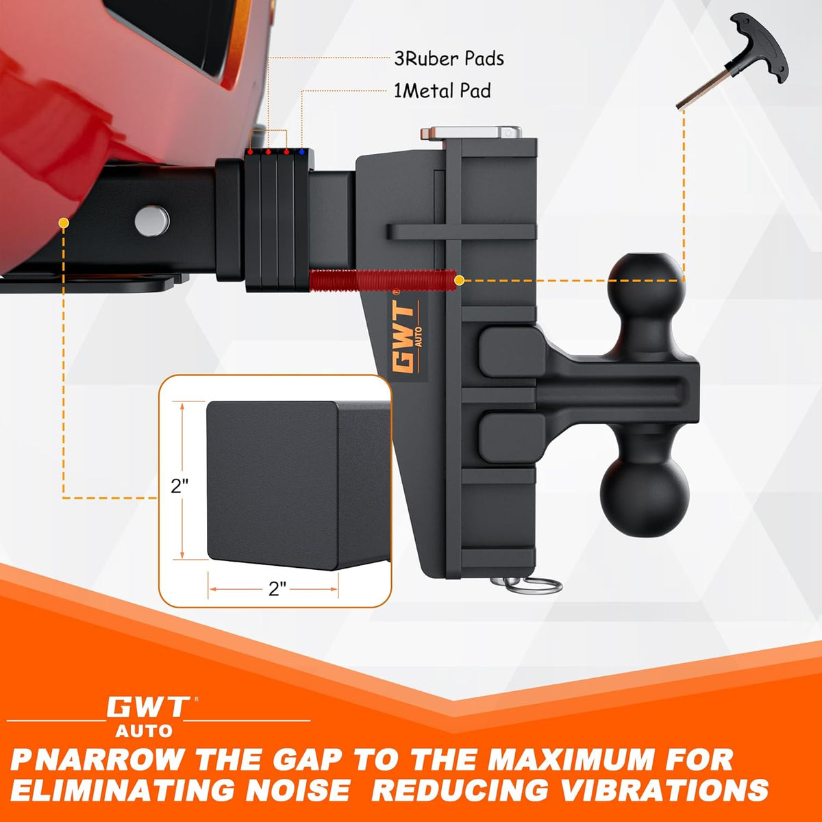 2" & 2-5/16" Dual-Ball Adjustable Trailer Hitch, 6 Inch Drop/Rise, 25,000 LBS GTW, Black M459