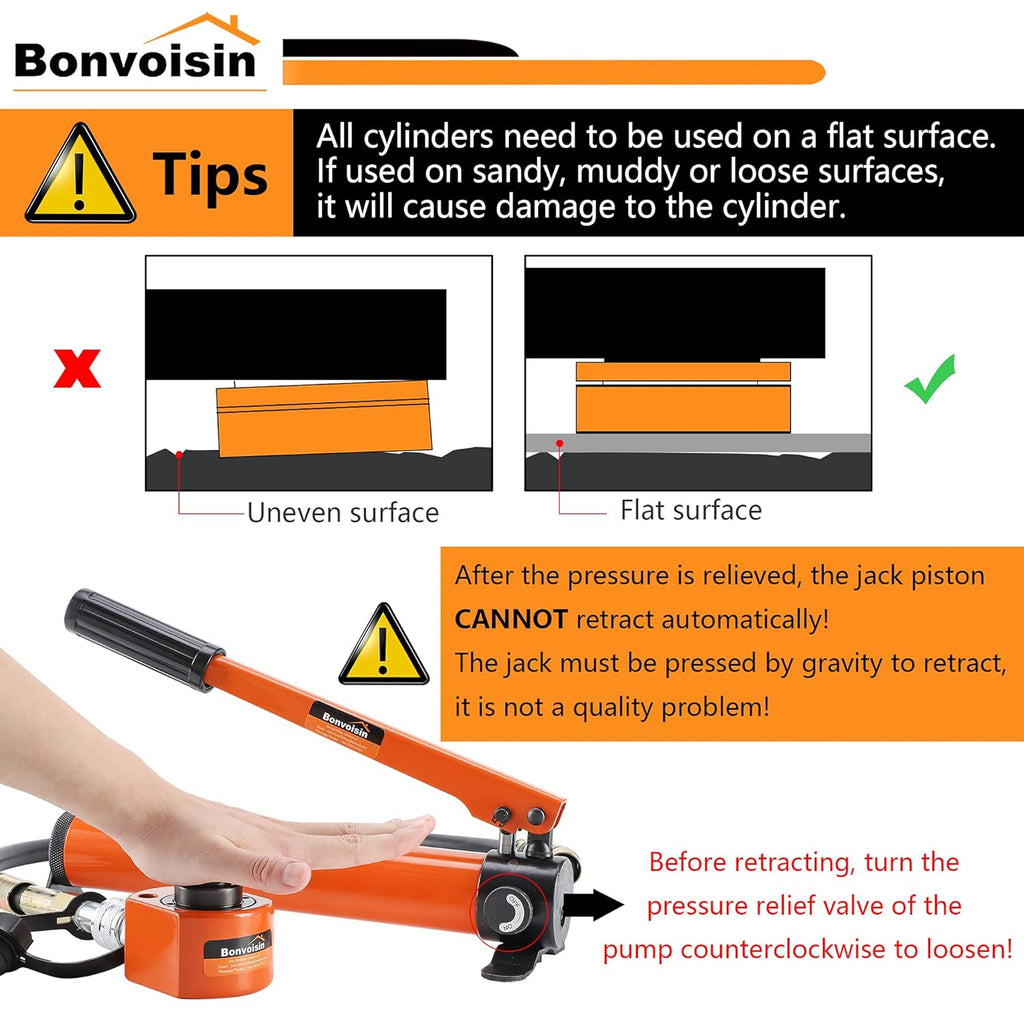 10T Hydraulic Cylinder Jack Porta Power Mini Hydraulic Ram Multi-Acting Low Profile Lifting Cylinders W8630