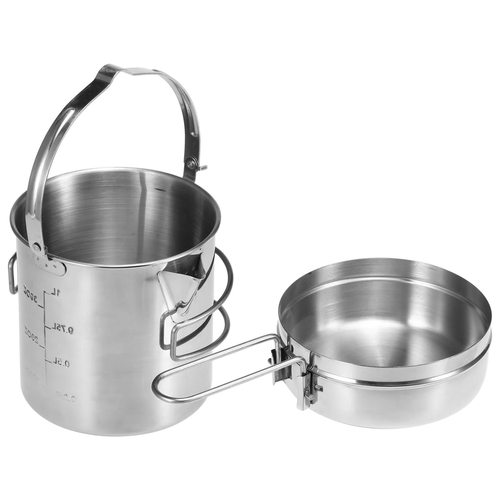 Stainless Steel 1L Cooking Kettle with Foldable Handle Y10594