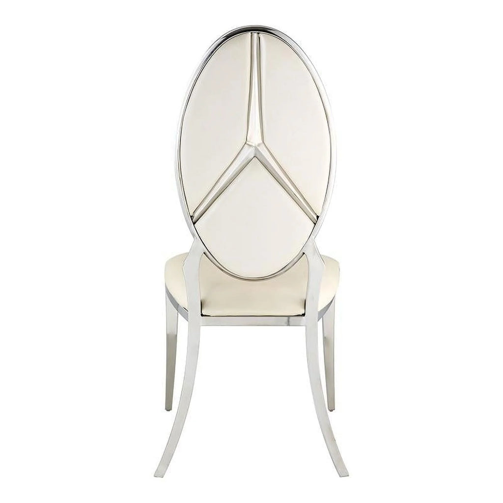 Beige Faux Leather Side Chair Set of 2 W200