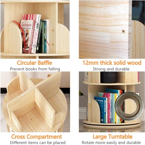 2 Tier 360° Rotating Shelves Bookshelf D220