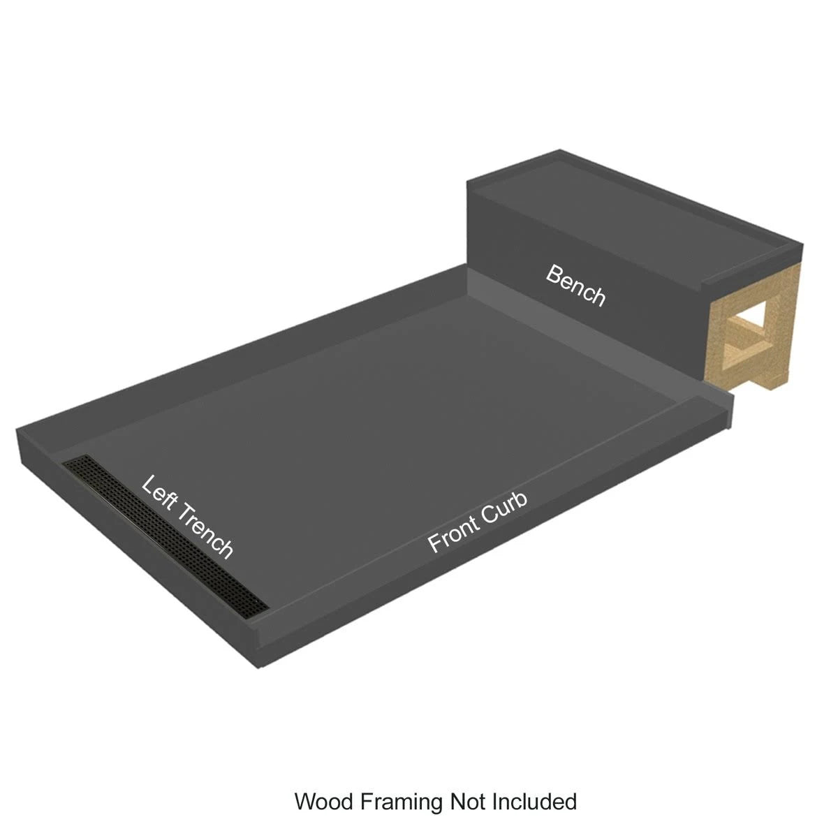 Rectangular Shower Base with Left Drain Oil Rubbed Bronze B595345