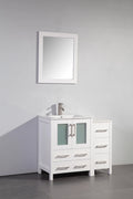 36 in. White Single Sink Vanity Cabinet with Ceramic Sink & Mirror W9950