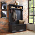 Distressed Black Wood Hall Tree V401477