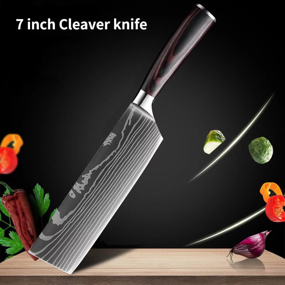 3 Piece Stainless Steel Kitchen Knife Block Set with Sheaths O599