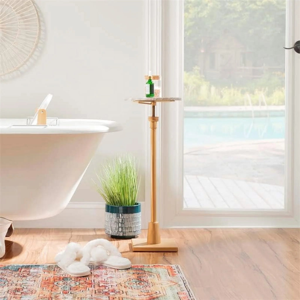 Adjustable Metal And Marble Drink Table T37346