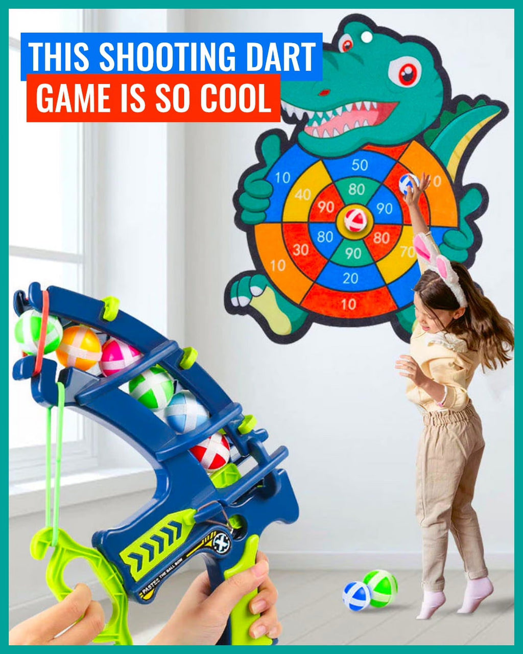 Dinosaur Slingshot Sticky Ball Dart Board Game K859