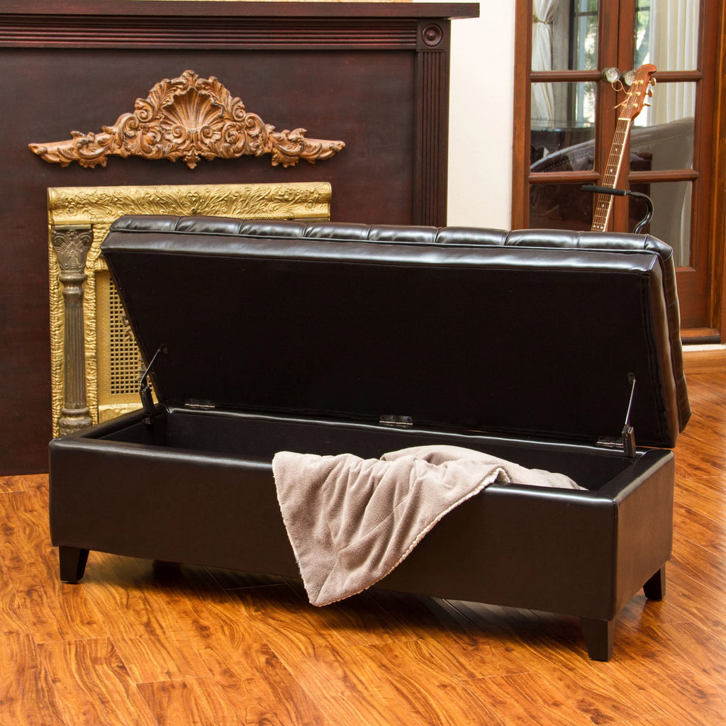 Espresso Bonded Leather Storage Ottoman E286442