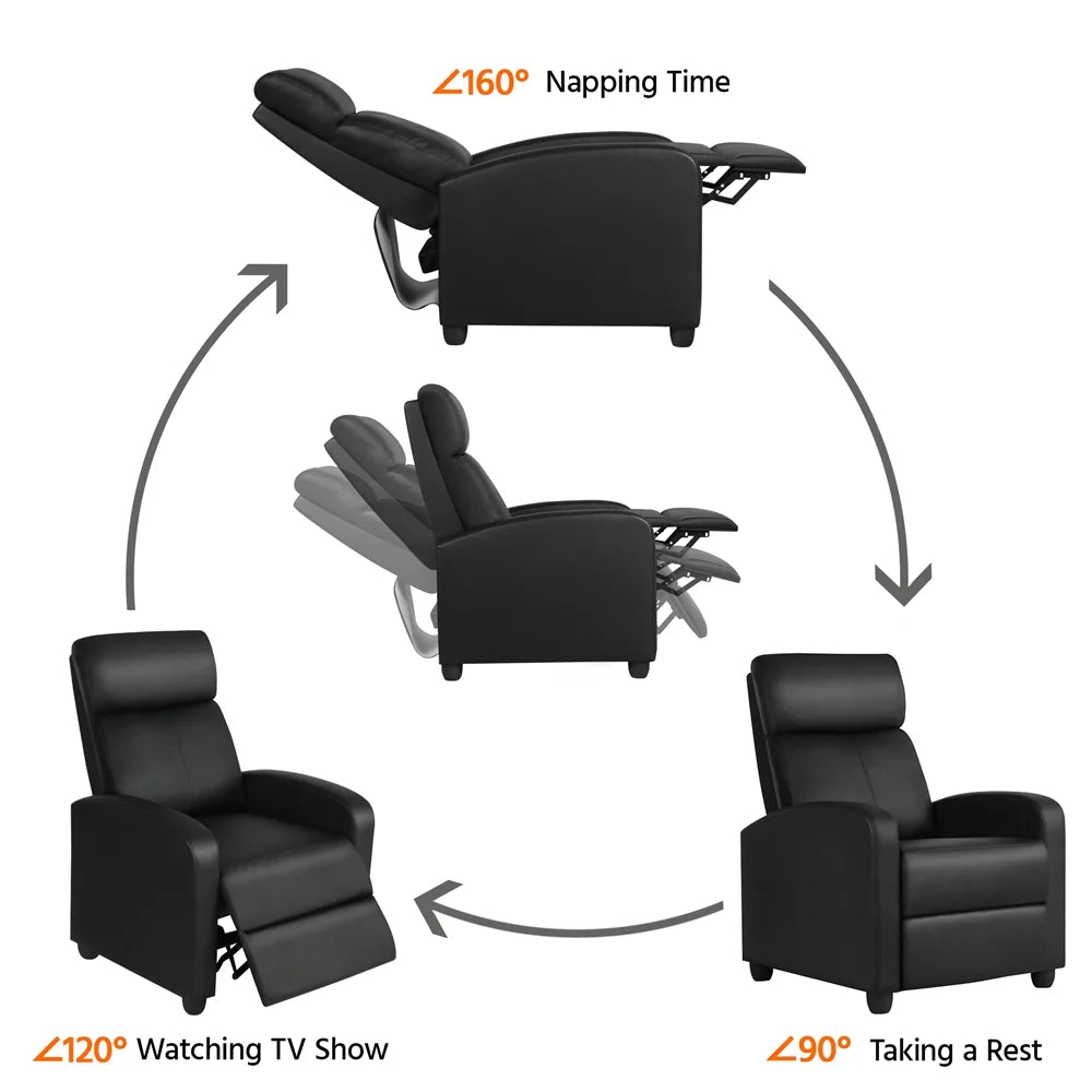 2pcs Black PU Leather Recliner Chair G371301
