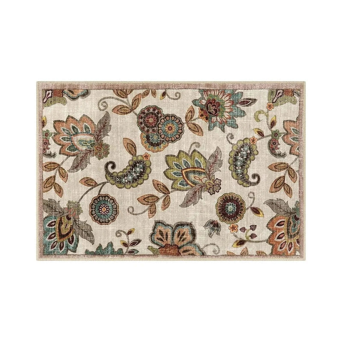 Vintage Flower Area Rug Machine Washable R96612