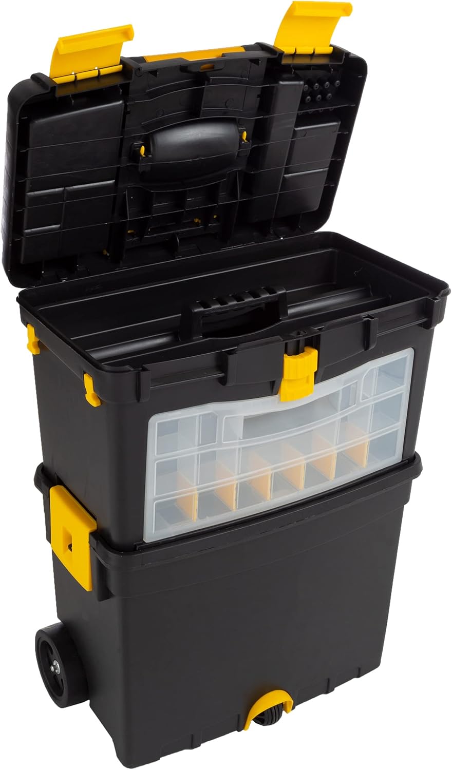 Rolling Tool Box with Wheels, Foldable Handle, and Removable Top E21511