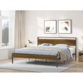 Black King Metal Bed with Wood Headboard and Footboard Z132135