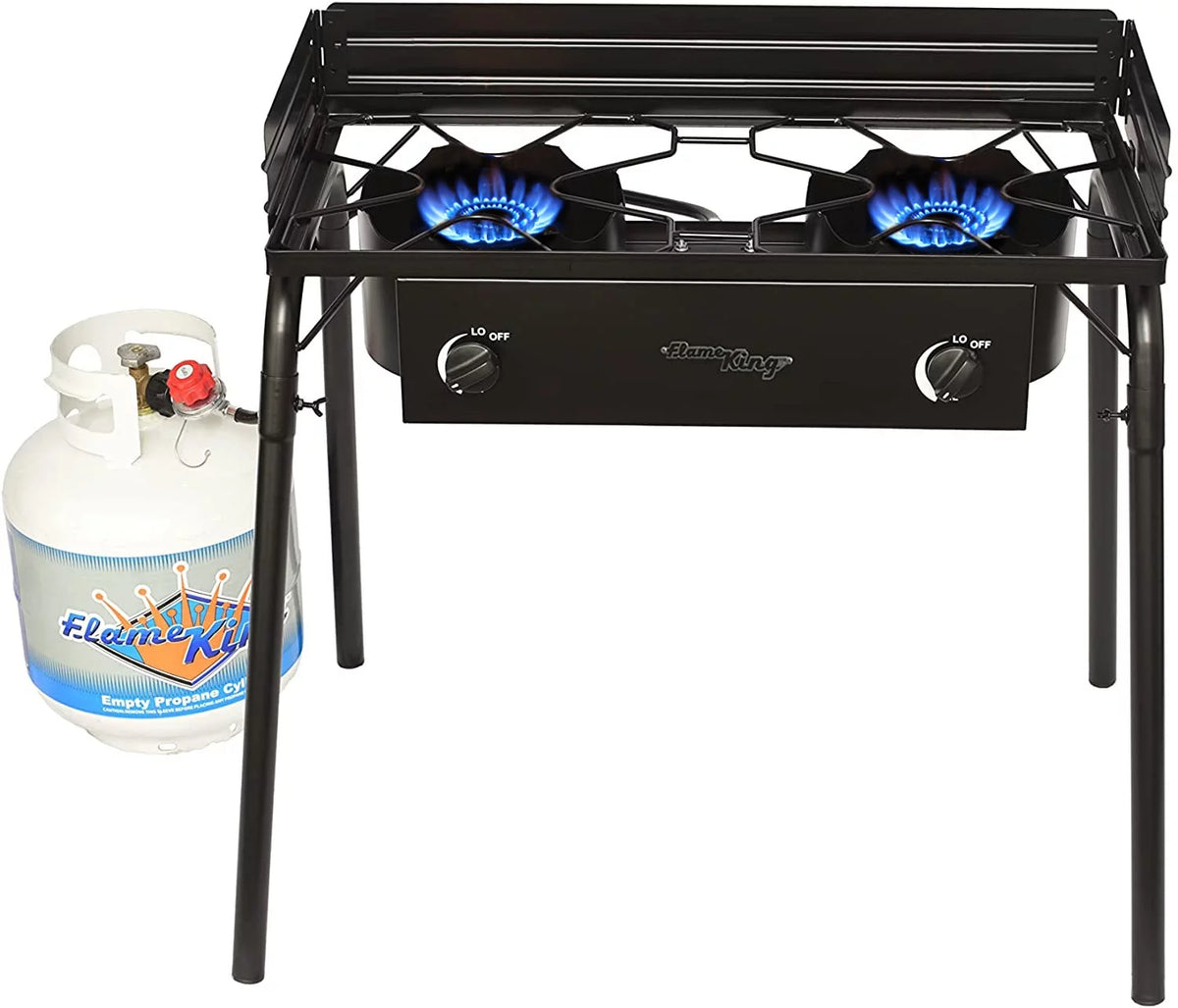 200,000 BTU LP Gas 2 Burner Cooktop Stove with Regulator Hose M87605